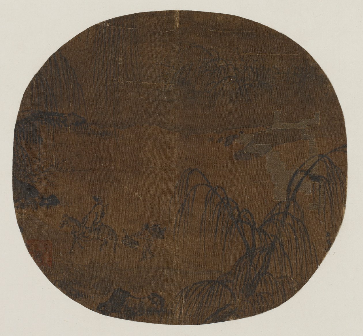 Cestovatelé pod vrbami, dynastie Yuan nebo Ming, 1279-1644. od Unbekannt