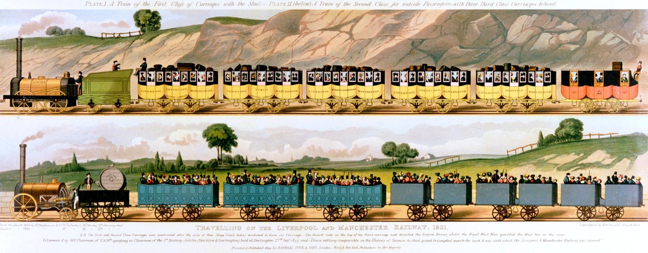Cestování po železnici Liverpool a Manchester, 1831 od Unbekannt
