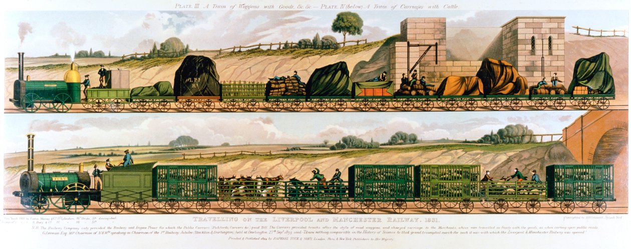 Cestování po železnici Liverpool a Manchester, 1831 od Unbekannt