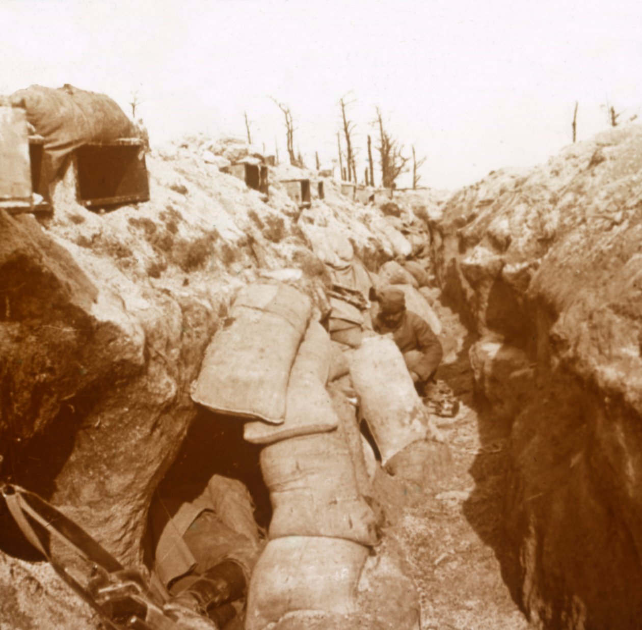 Příkopy v Champagne, severní Francie, c1914-c1918 od Unbekannt