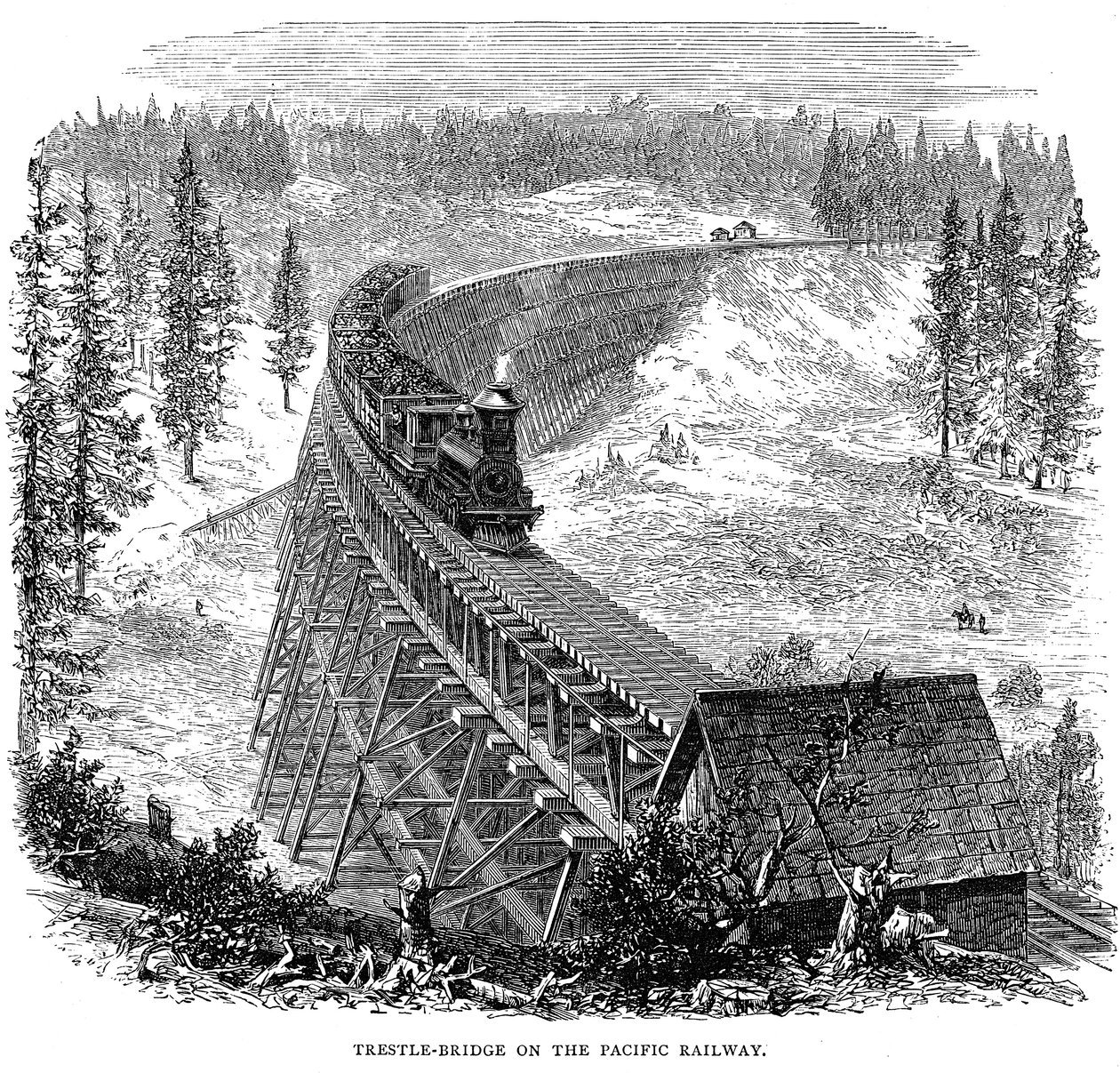 Trestle Bridge na Union Pacific Railroad, USA, 1876 od Unbekannt