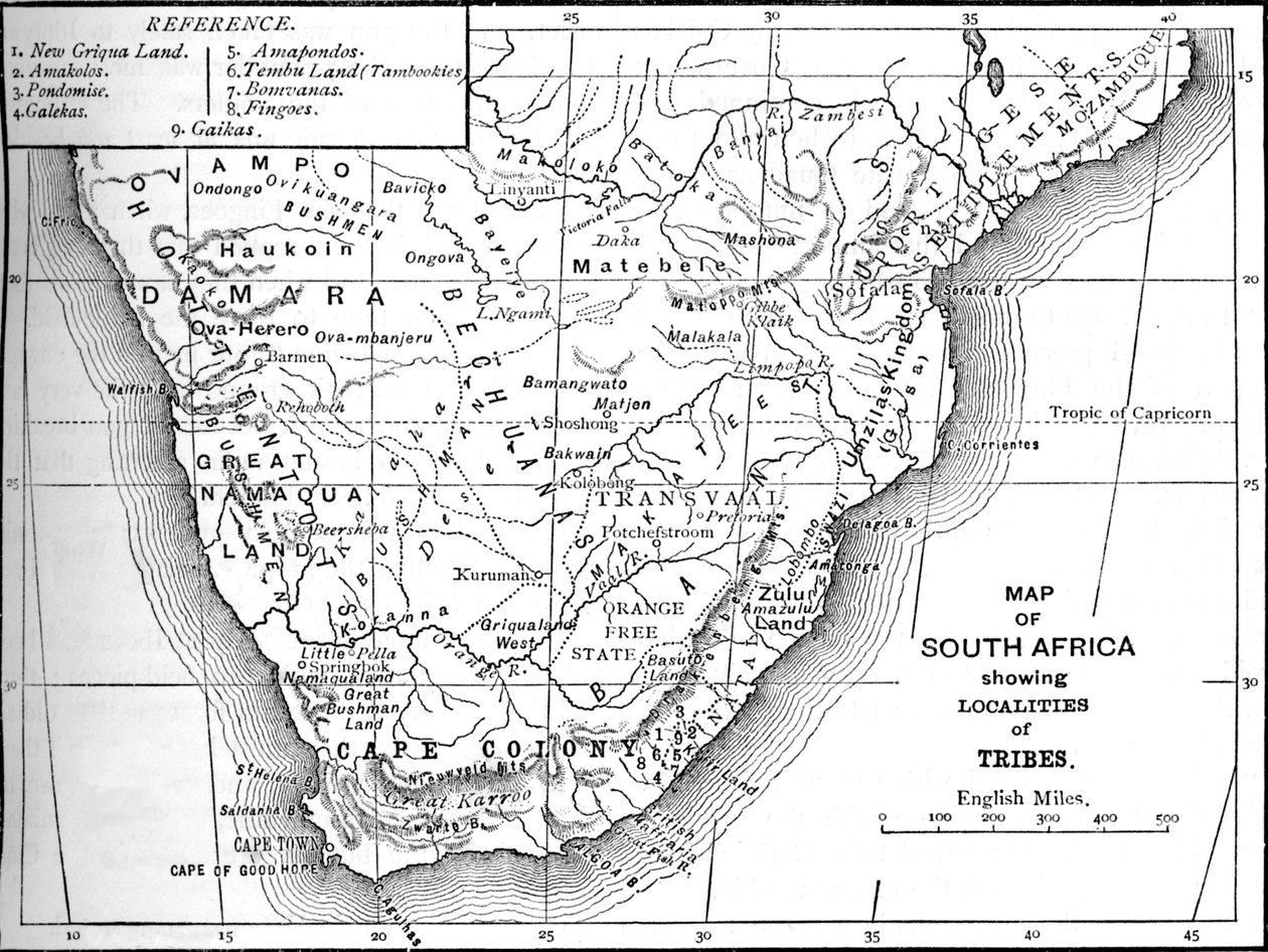 Kmenová mapa Jižní Afriky, c1880 od Unbekannt