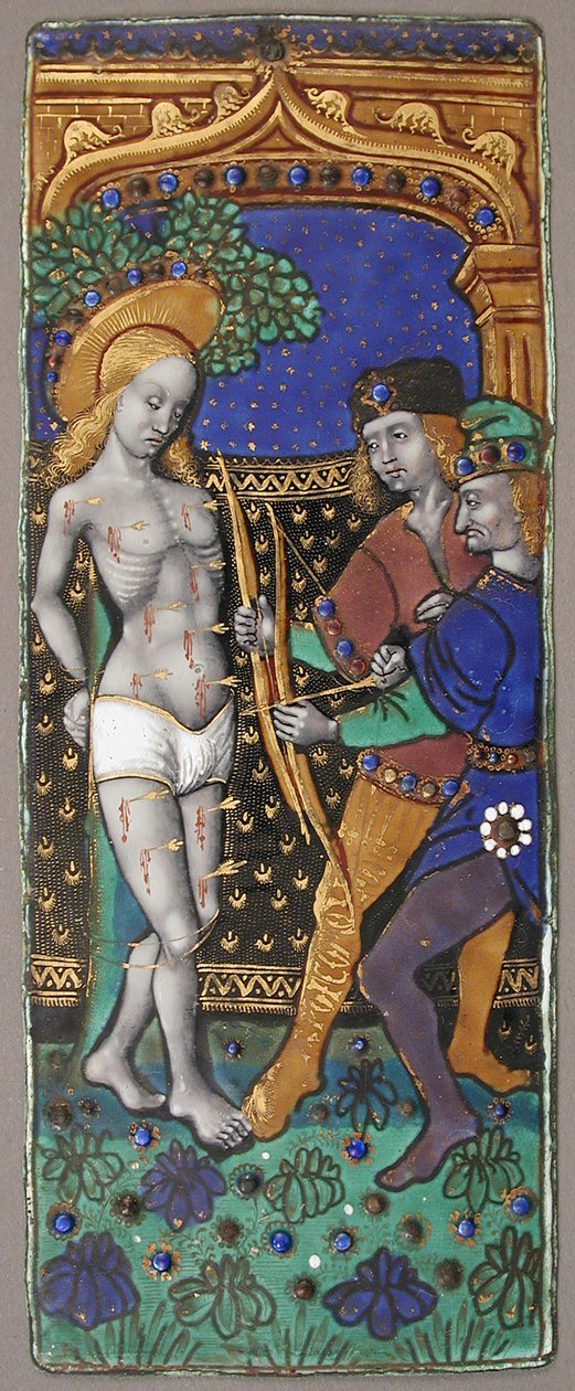 Triptych Panel se svatým Šebestiánem, francouzština, 15.-16. století. od Unbekannt