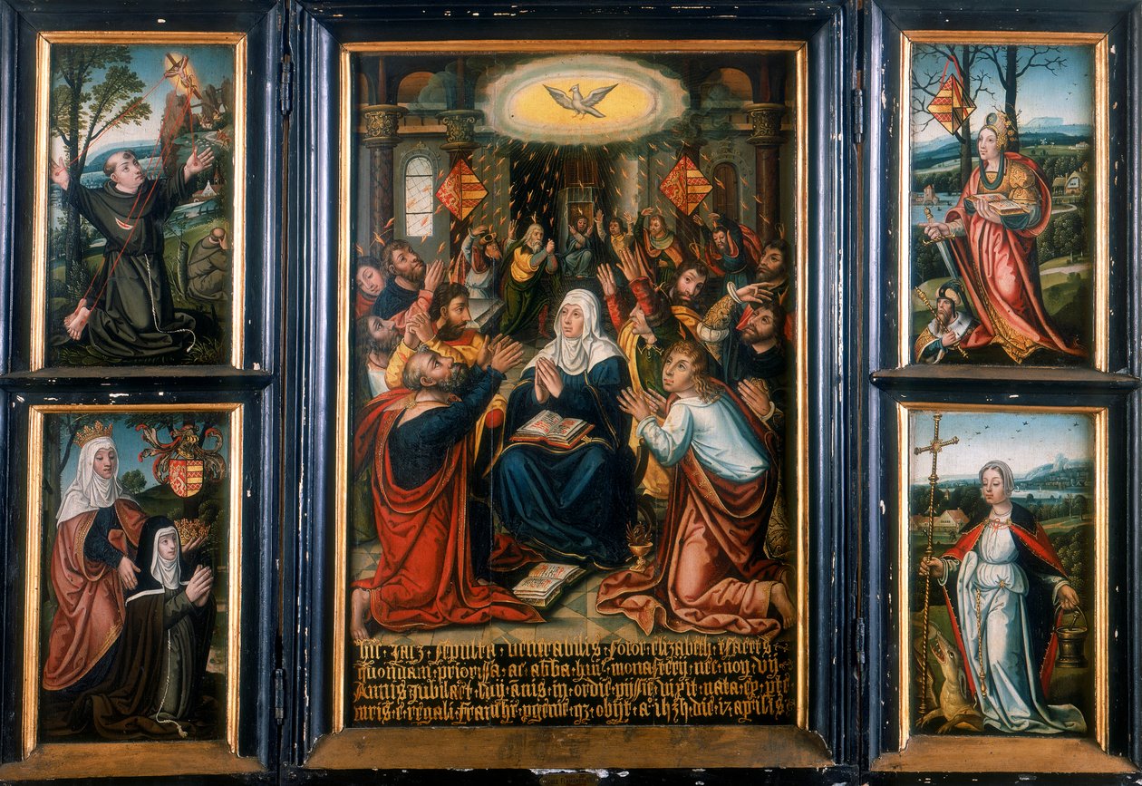 Triptych s centrálním panelem zobrazujícím Ducha svatého o Letnicích od Unbekannt