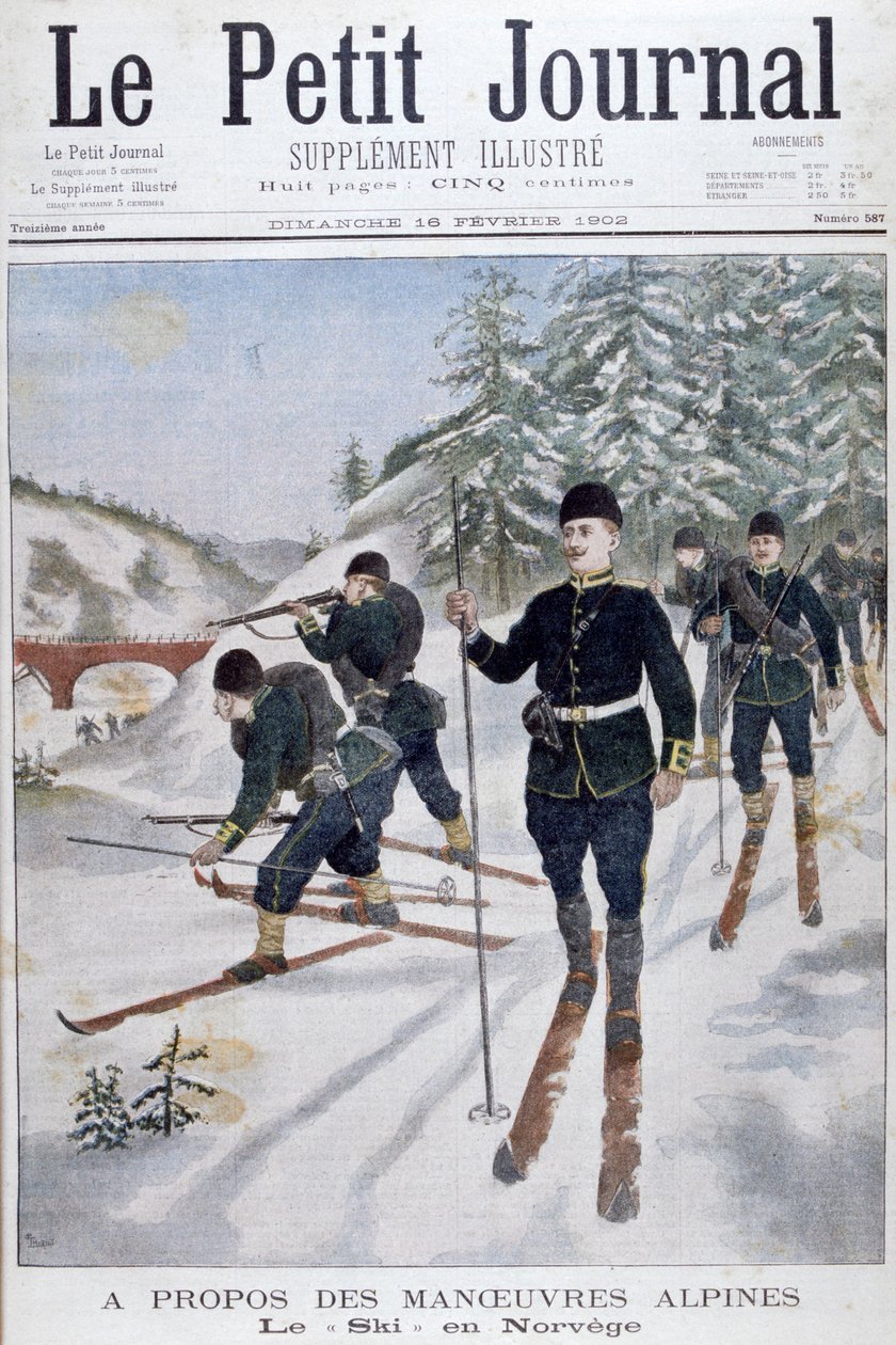 Vojska na lyžích při alpských manévrech, Norsko, 1902 od Unbekannt
