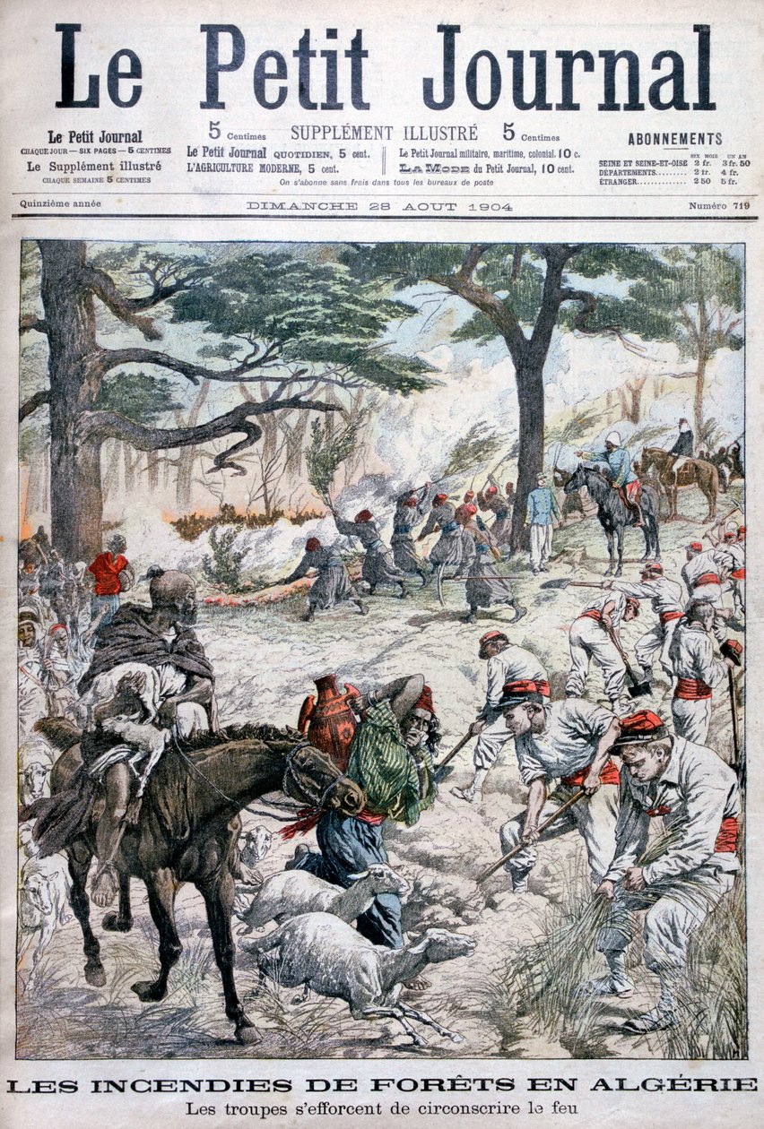 Vojska se snaží zastavit lesní požár, Alžírsko, 1904 od Unbekannt