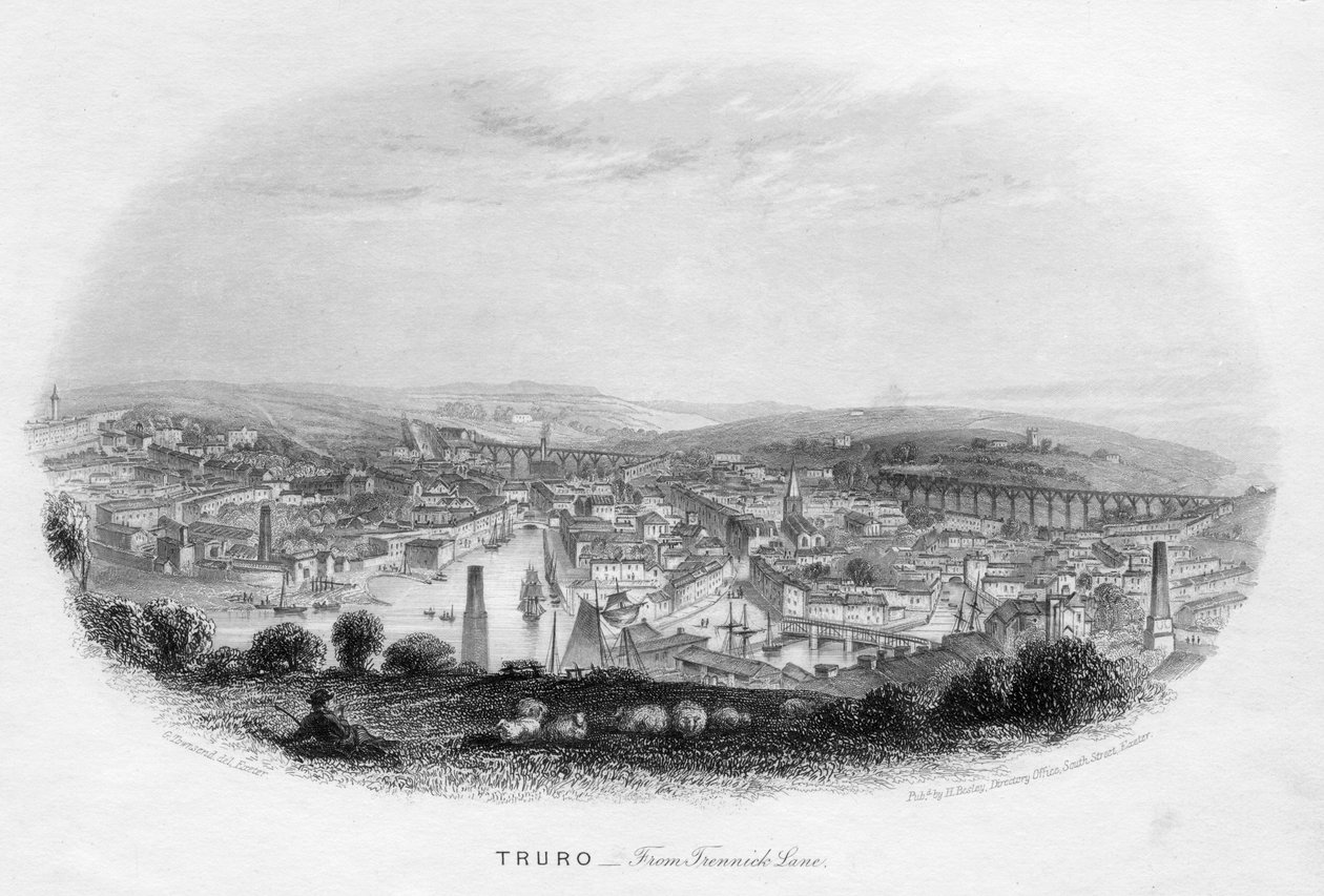 Truro, z Trennick Lane, 1860 od Unbekannt