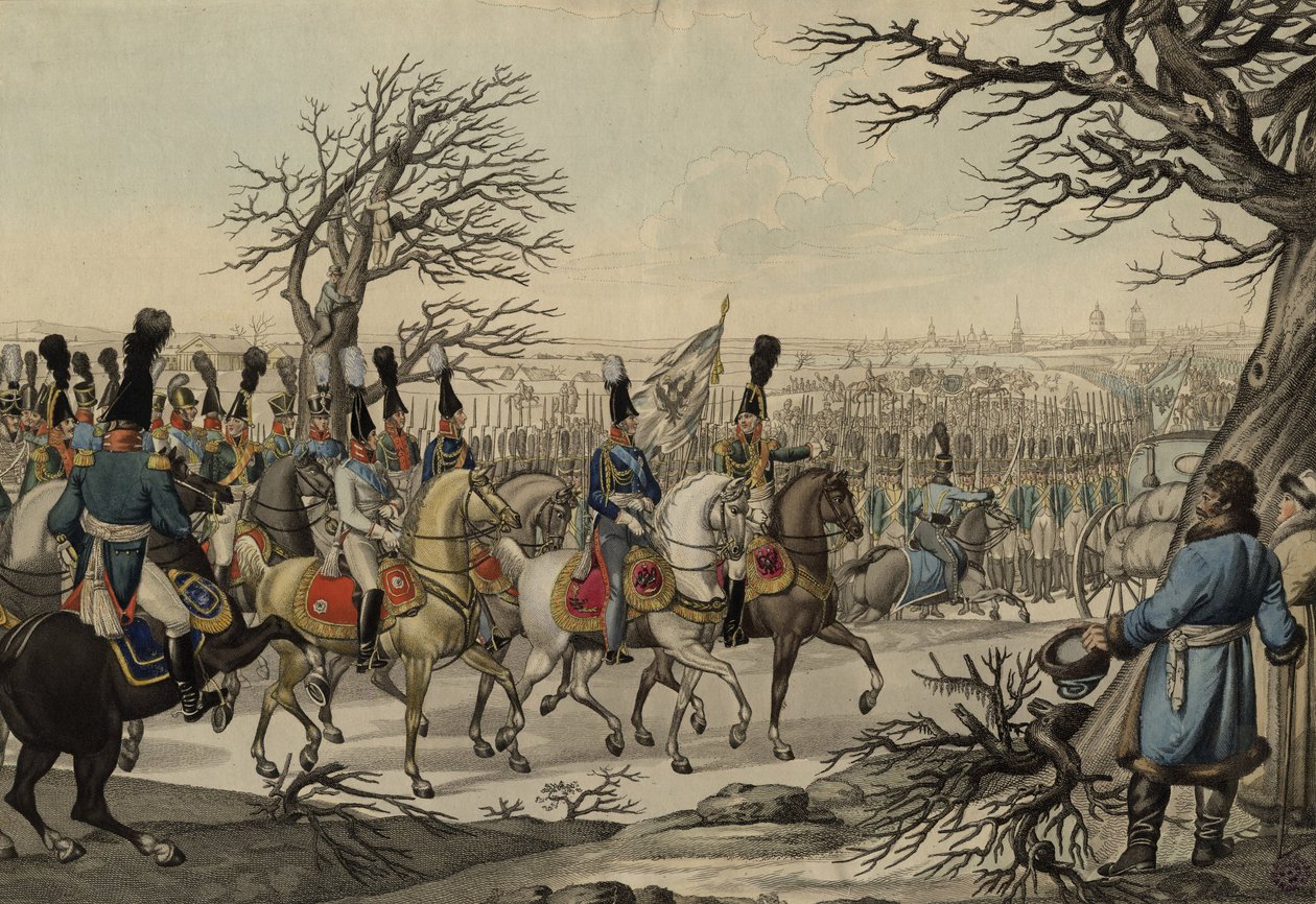 Car Alexander I a král Frederick William III před vojsky, cca 1813 od Unbekannt