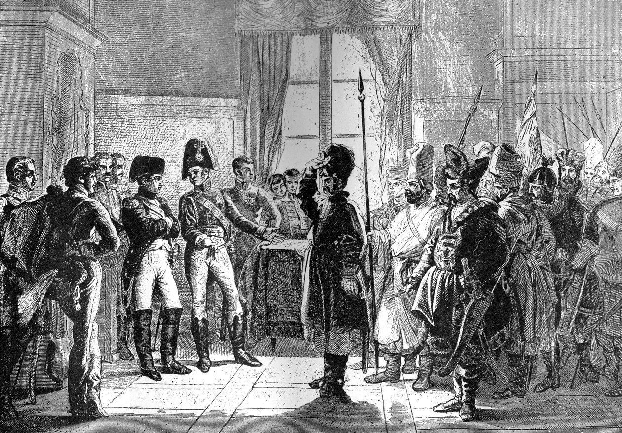 Car Alexandr I. představuje ruská vojska Napoleonovi, 8. července 1807 1882-1884 od Unbekannt