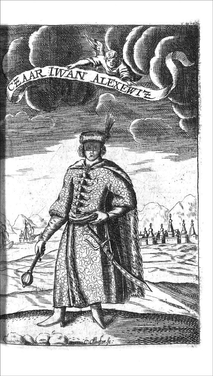 Car Ivan V. Alexejevič od Georg Adam Schleissing Derer beiyden Czaaren v Reussland Ivan a Peter Alexewiz, 1693 od Unbekannt