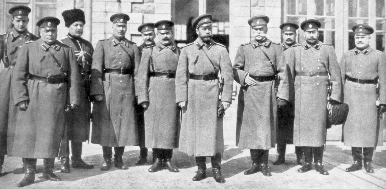 Car Nicholas II Ruska a jeho generálové a štáb, 1917 od Unbekannt