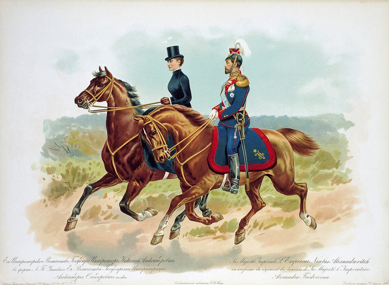 Ruský car Nicholas II v uniformě pluku Jejího Veličenstva Life Guard Uhlan, 1896 od Unbekannt