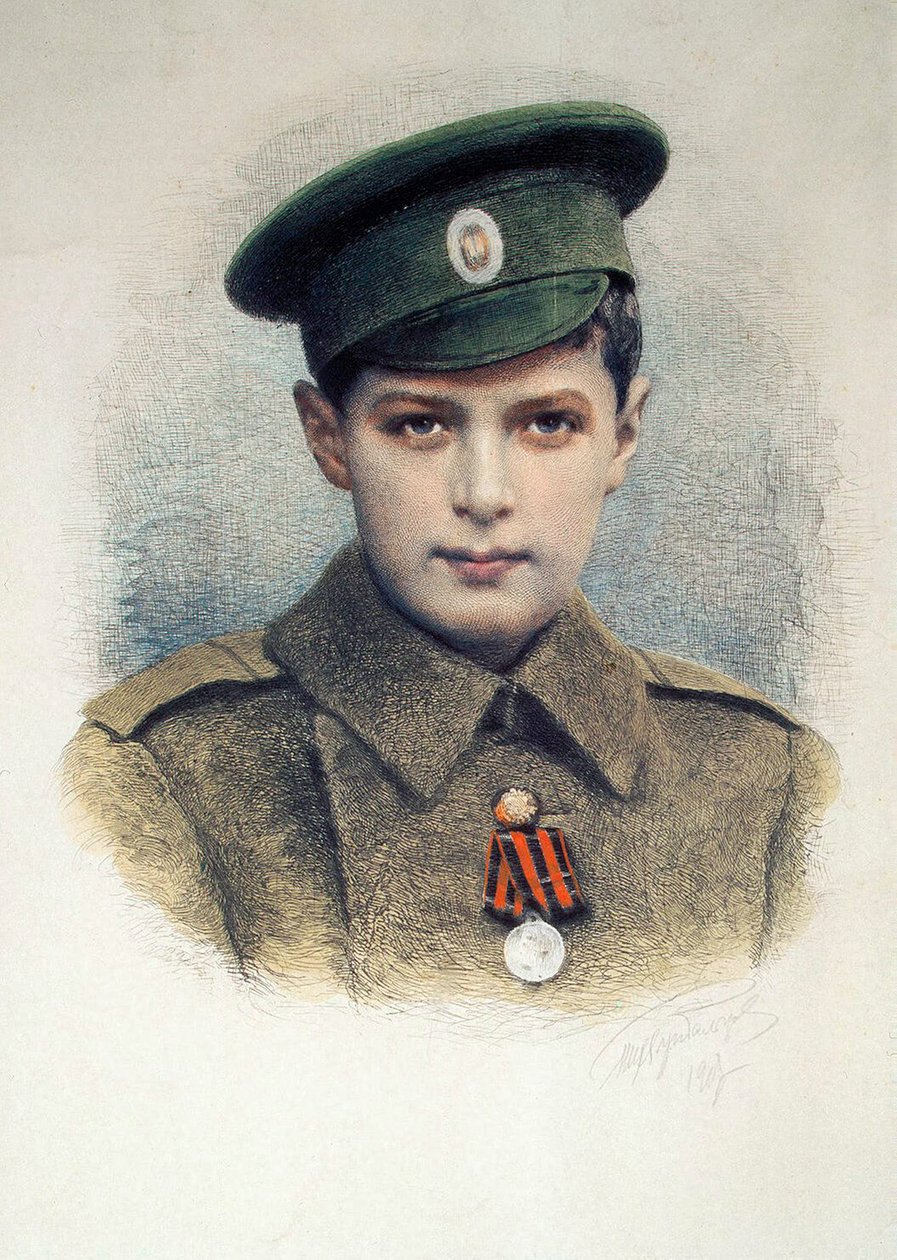 Carevič Alexej jako kopiník ruské armády, 1917 od Unbekannt
