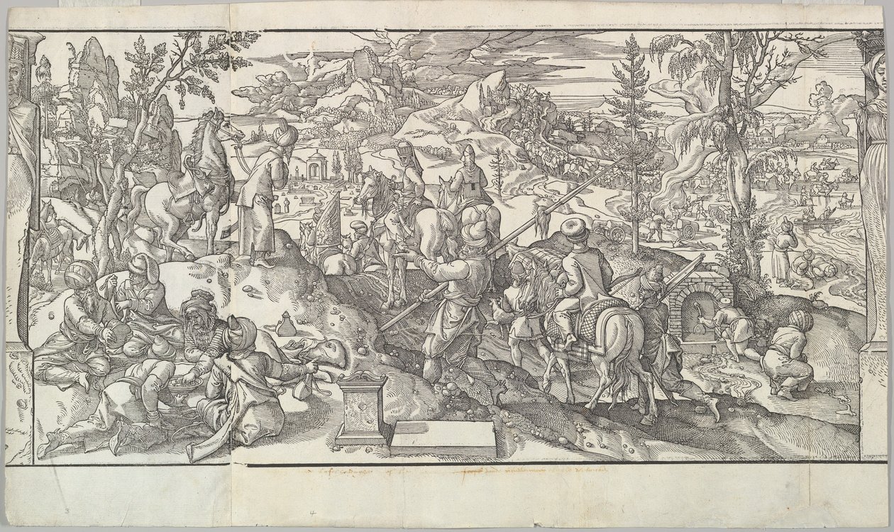 Turečtí vojáci na odpočinku z vlysu Ces Moeurs et fachons de faire de Turcz Customs ..., 1553. od Unbekannt