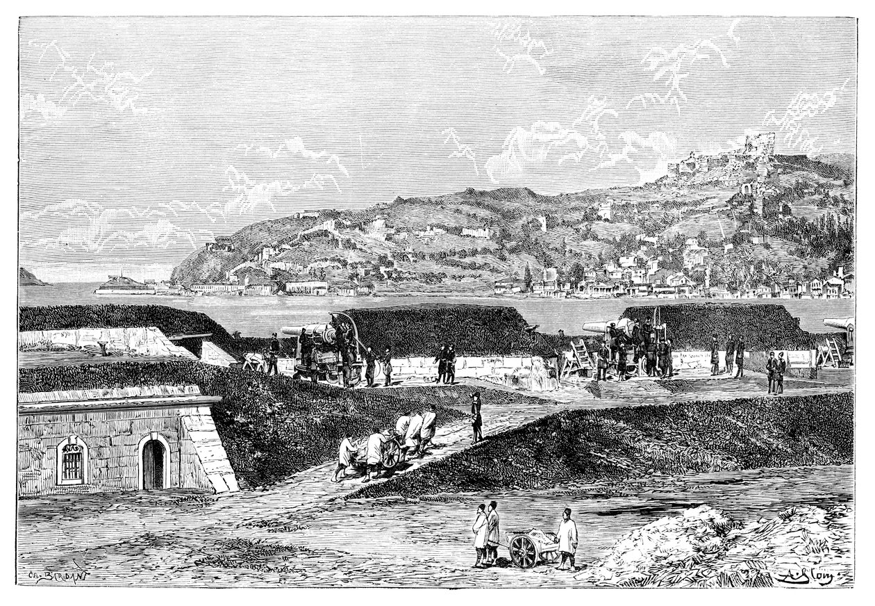 Turecké baterie a vstup do Bosporu u Černého moře, Turecko, 1895 od Unbekannt
