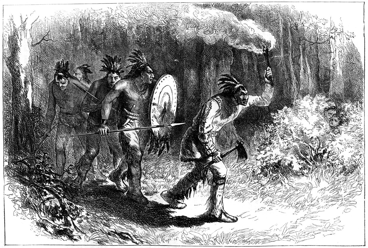 Indiáni z Tuscarory sledují uprchlíky, konec 17. a začátek 18. století 1880 od Unbekannt