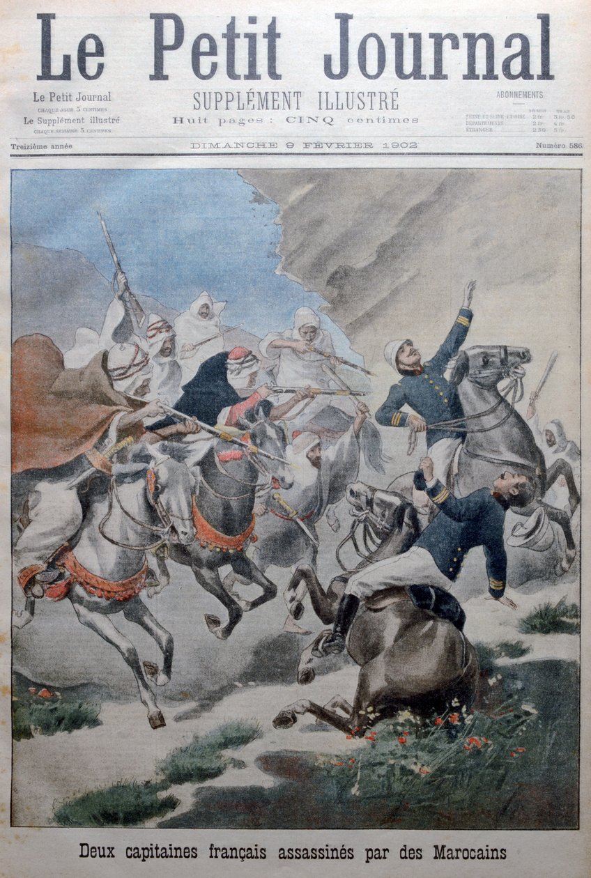 Dva kapitáni francouzské armády napadeni a zabiti Maročany, Maroko, 1902 od Unbekannt