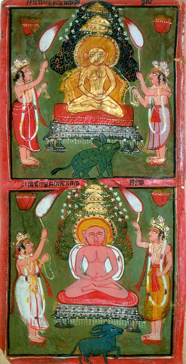 Dva Jain Tirthankaras nebo jina brodmakers a jejich oddaní, Bundi region, Indie, c1720 od Unbekannt