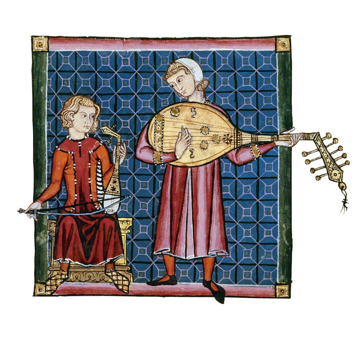 Dva ministranti. Ilustrace z kodexu Cantigas de Santa Maria, c. 1280 od Unbekannt