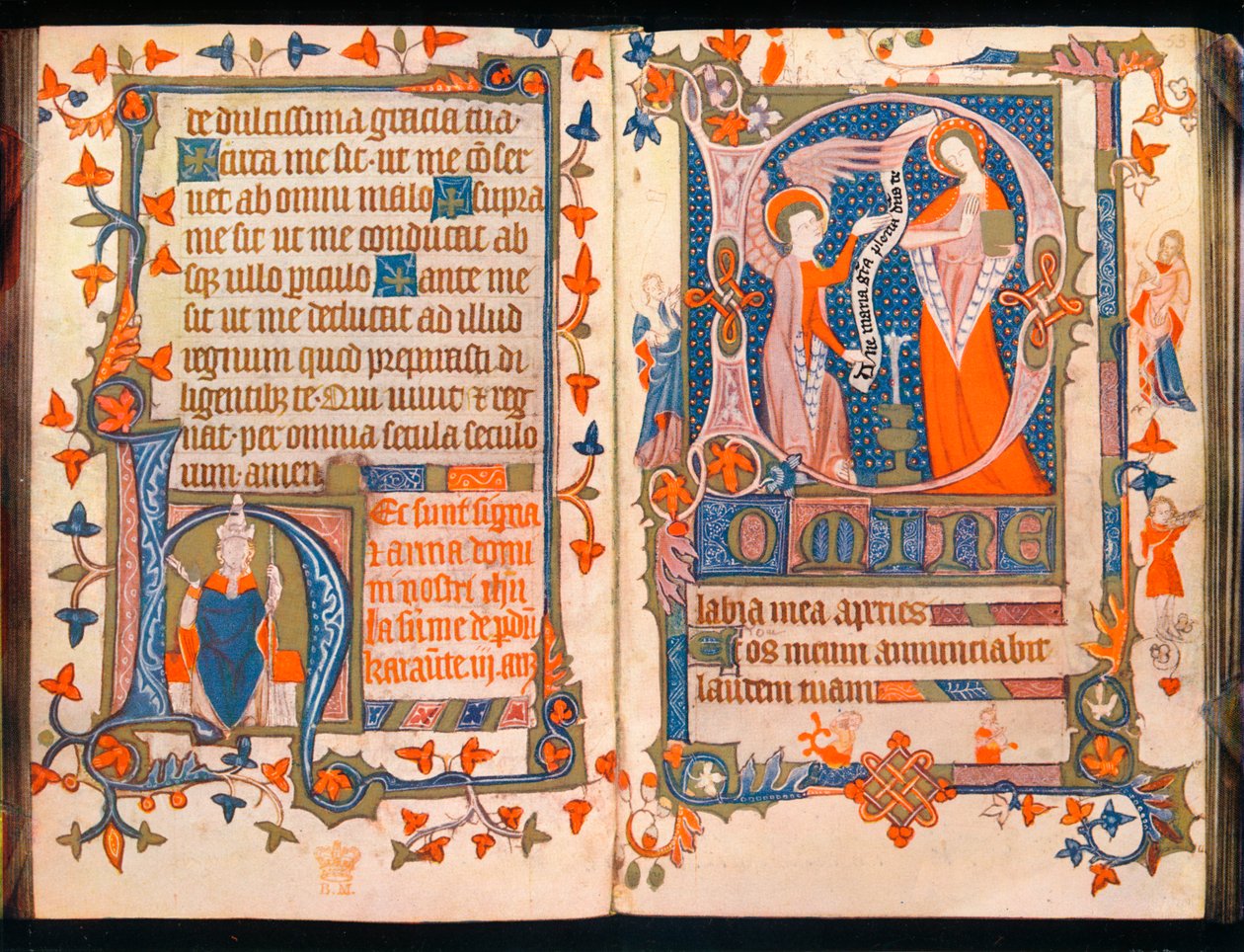 Dvě stránky z knihy A Book of Hours, c1350 od Unbekannt
