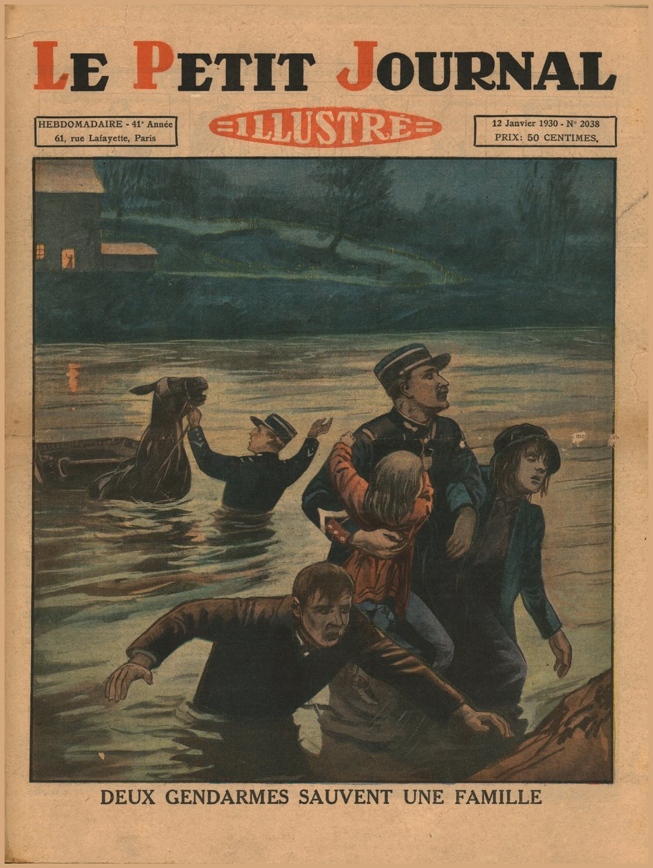 Dva policisté zachraňují rodinu, 1930. od Unbekannt