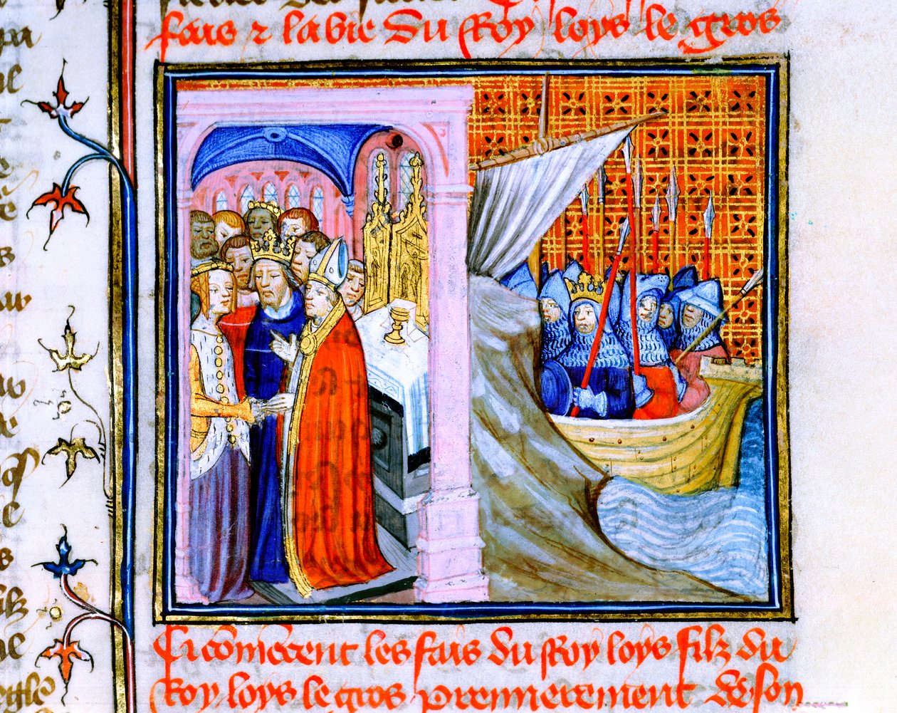 Dvě scény z Chronique de St Denis, konec 14. století od Unbekannt