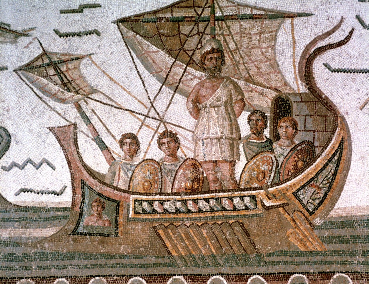 Odysseus a sirény, římská mozaika, 3. století našeho letopočtu od Unbekannt