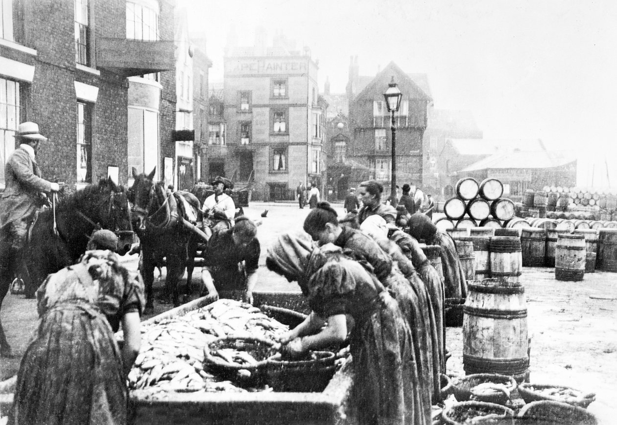Spojené království : Scottish Herring Gutters at Work in Scarborough. Scarborough, c1890 od Unbekannt