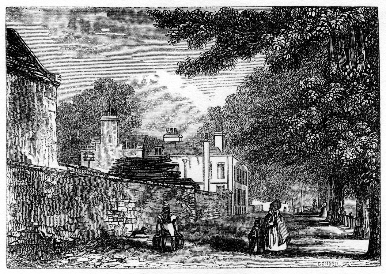 Upper Flask Tavern, Hampstead Heath, rezidence George Steevense, 1840 od Unbekannt