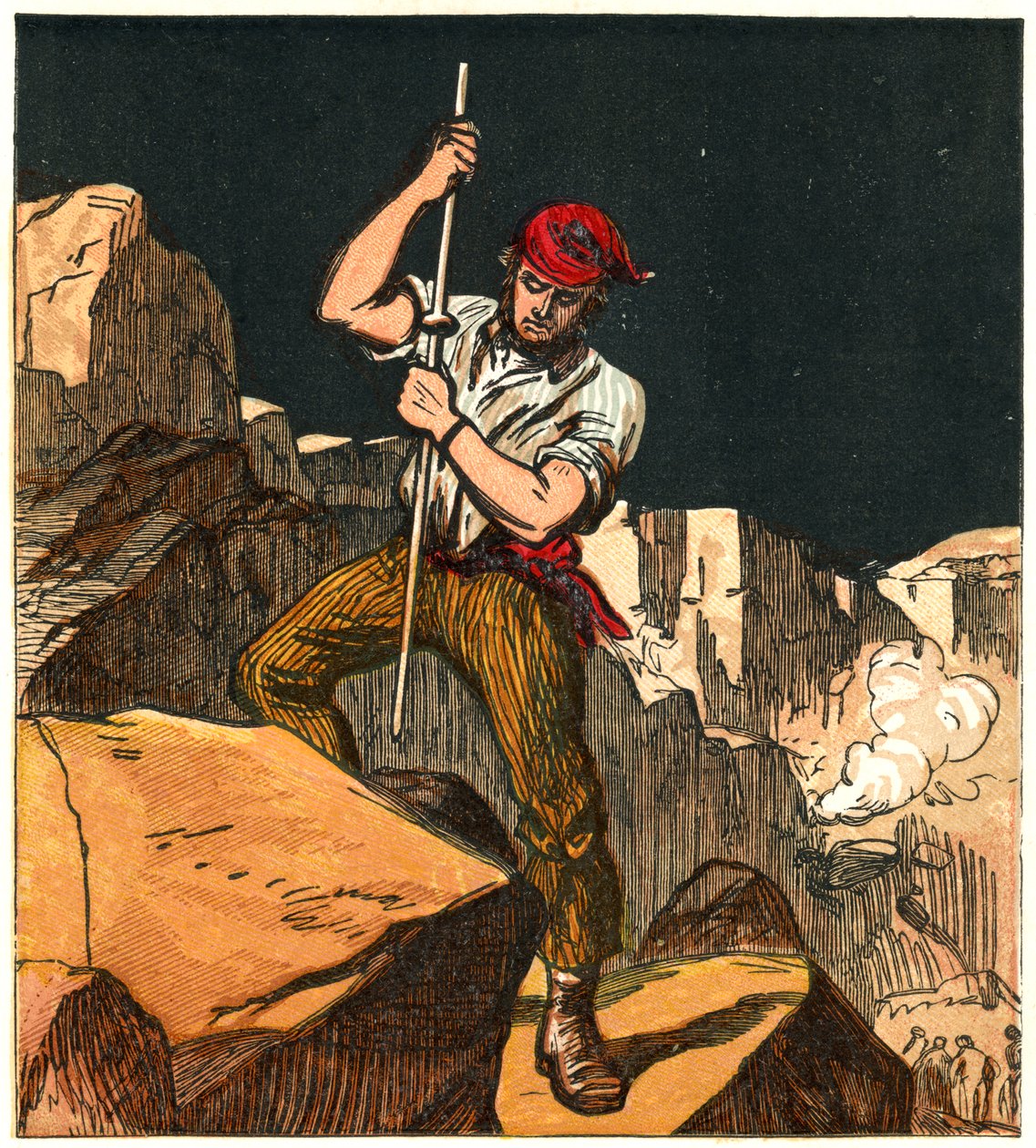 Použití střelného prachu v kamenném lomu, 1867 od Unbekannt