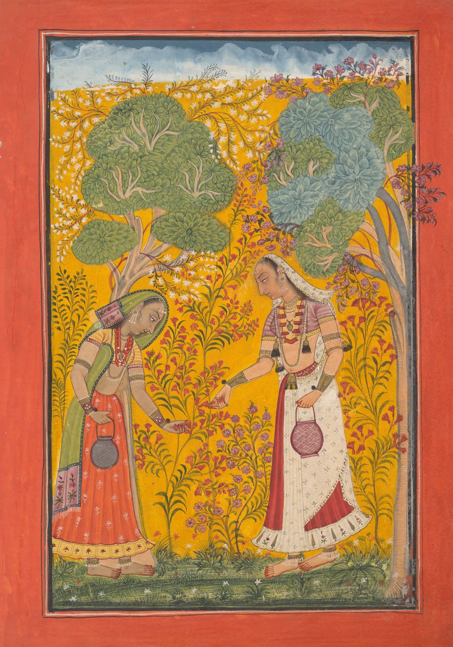 Vasanti Ragini, stránka ze série Ragamala Girland of Musical Modes, ca. 1710. od Unbekannt
