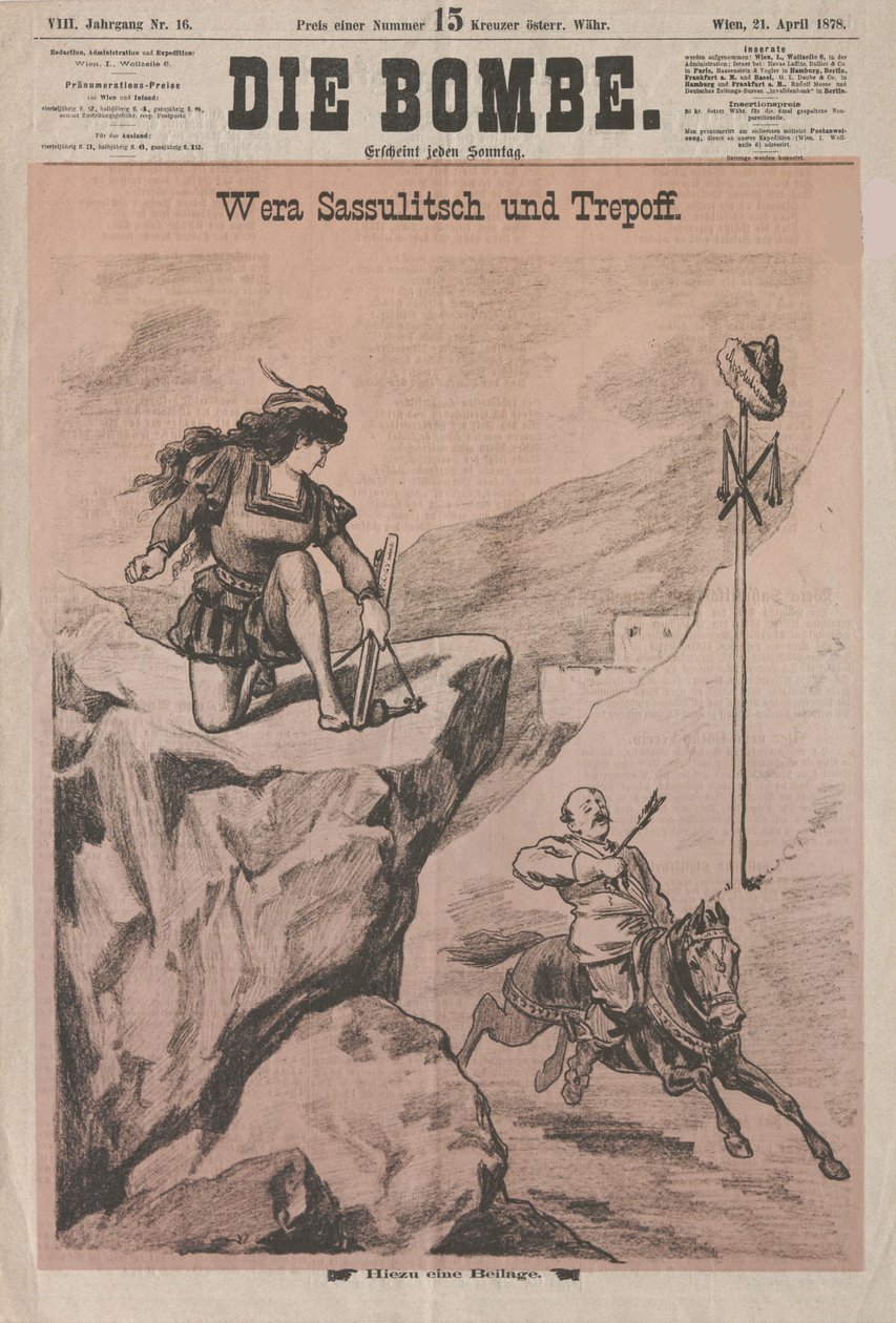 Vera Zasulich a Trepov Obálka Die Bombe, 1878. od Unbekannt