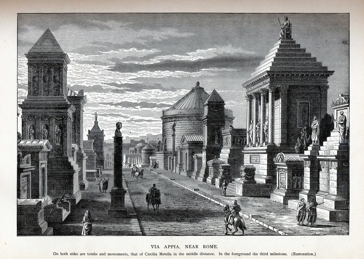 Rekonstrukce Via Appia poblíž Říma, 1882 od Unbekannt