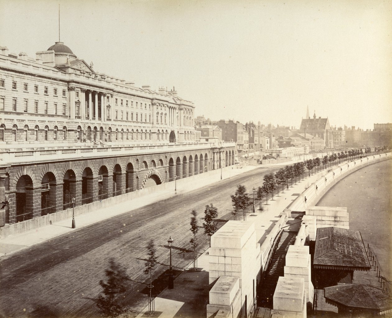 Victoria Embankment, ukazující Somerset House, Londýn, 1887 od Unbekannt