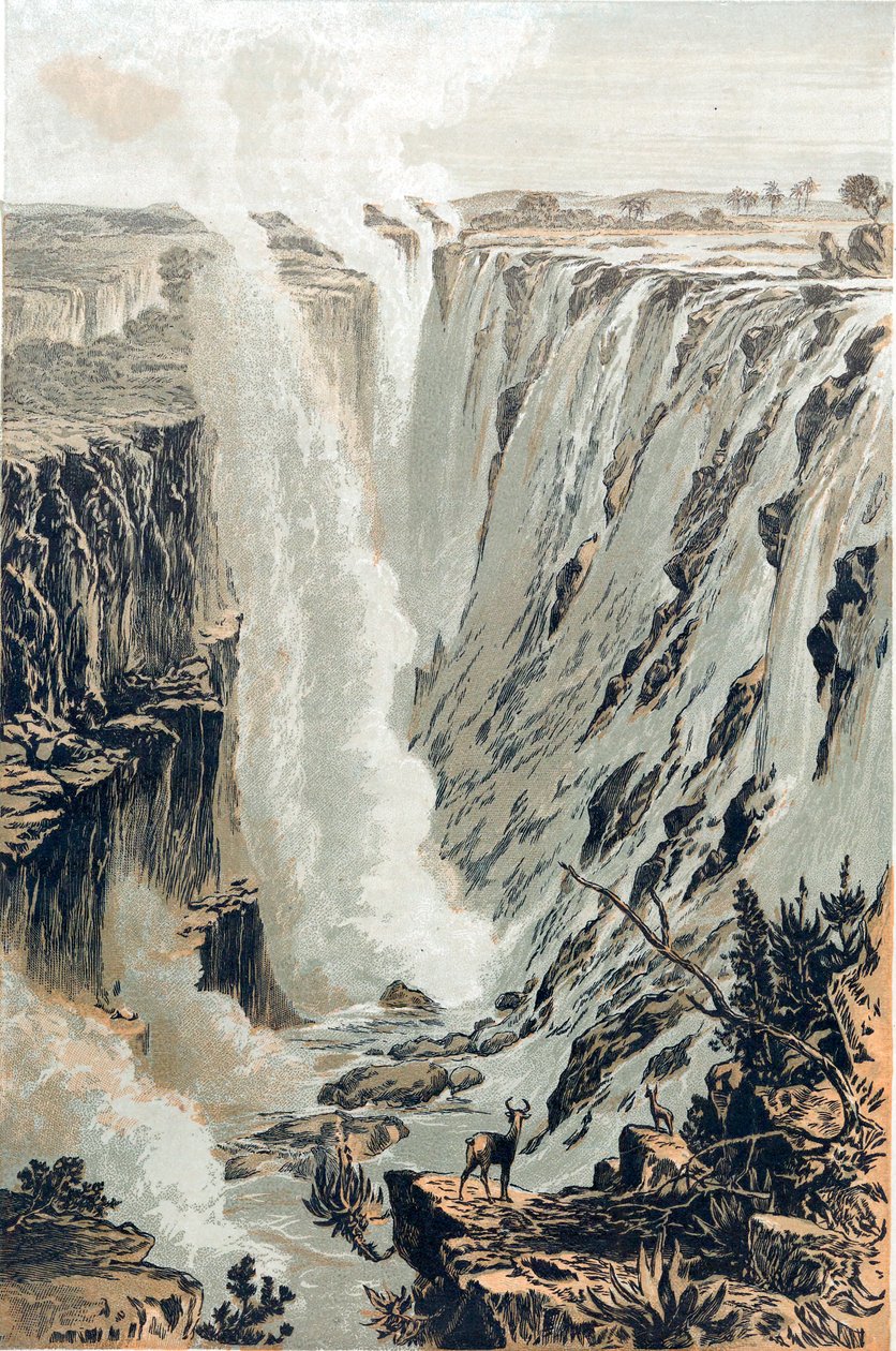 Viktoriiny vodopády, Afrika, při pohledu z východu, 1866 od Unbekannt