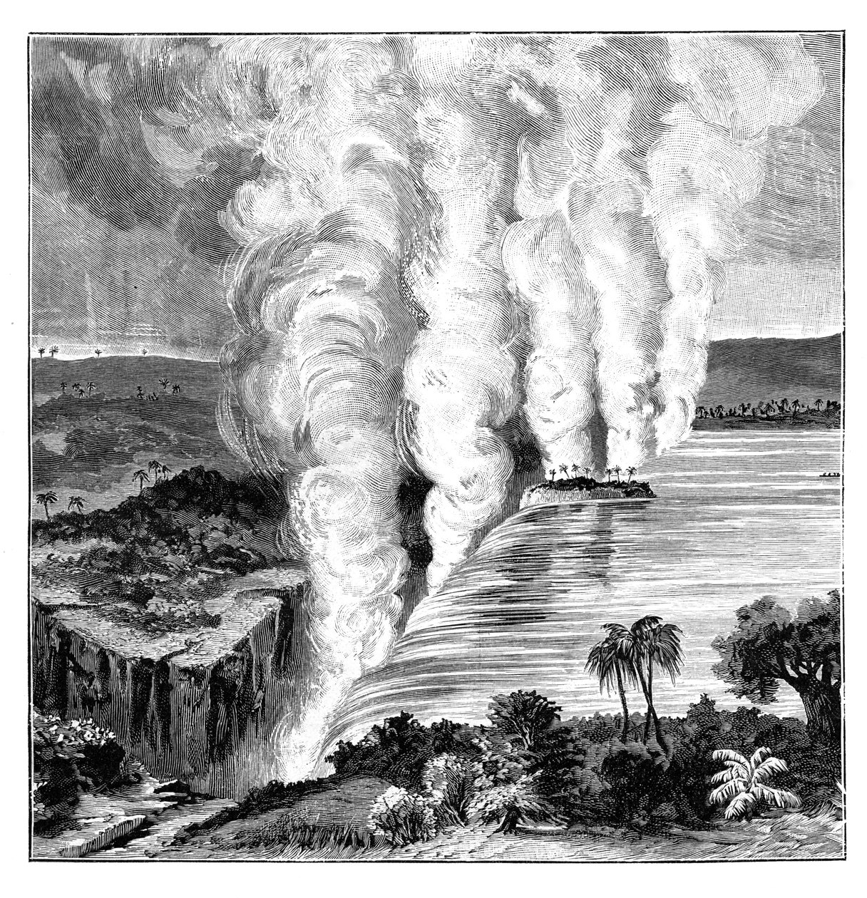 Viktoriiny vodopády na řece Zambezi, na hranici mezi Zambií a Zimbabwe, 1900 od Unbekannt
