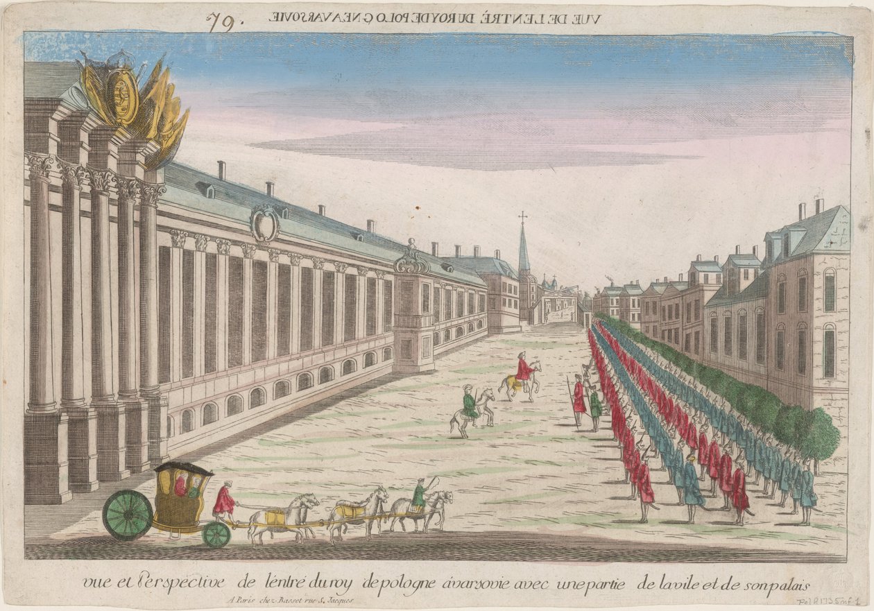 Pohled a perspektiva vchodu polského krále do Varšavy s jeho palácem, 1735 od Unbekannt