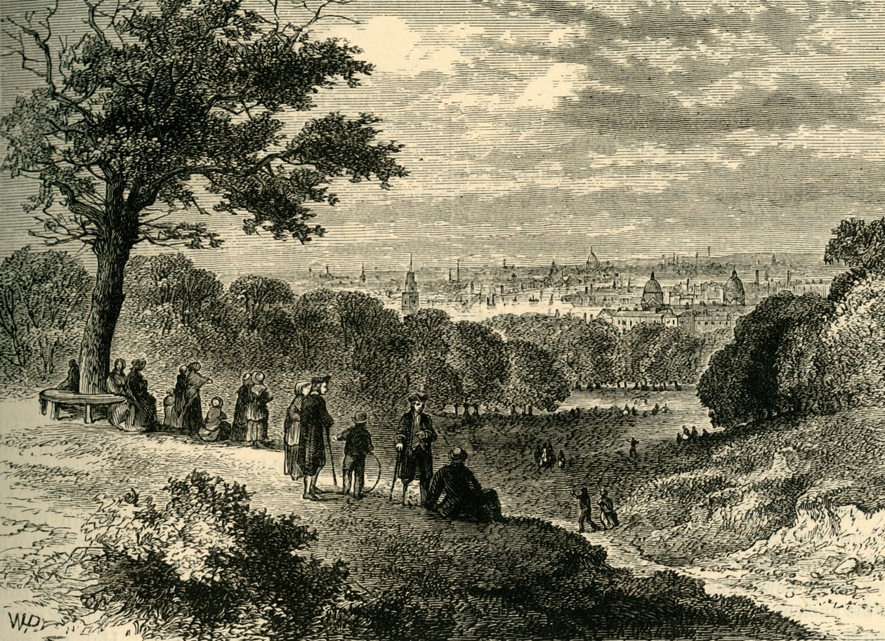 Pohled z One-Tree Hill, Greenwich Park, v roce 1846, c1878. od Unbekannt