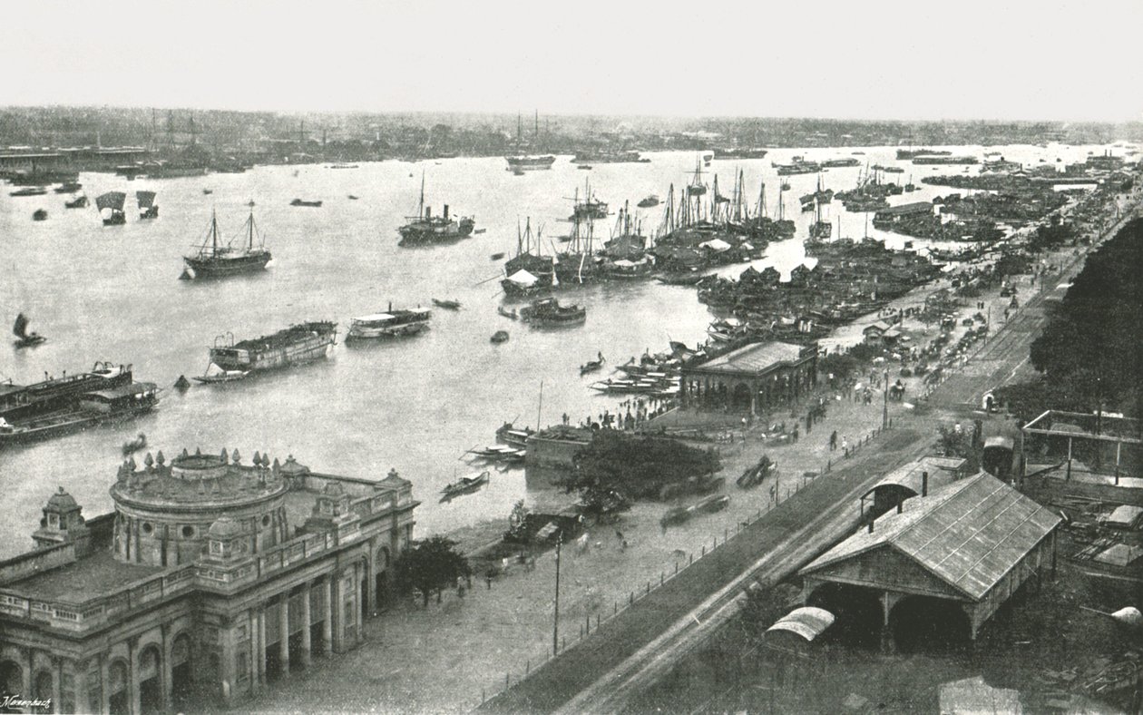 Pohled z Hooghly Bridge, Kalkata, Indie, 1895. od Unbekannt