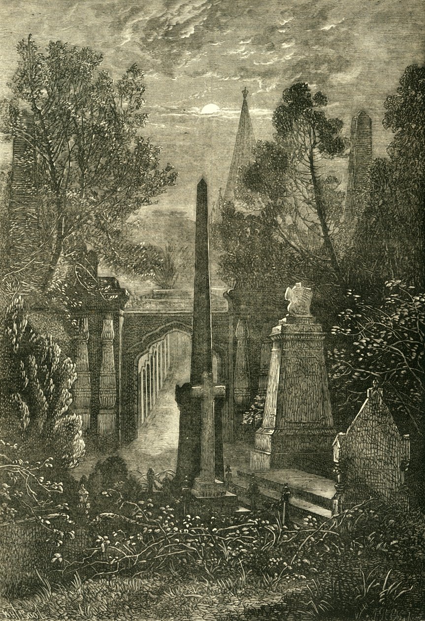 Pohled na hřbitov Highgate, c1876. od Unbekannt