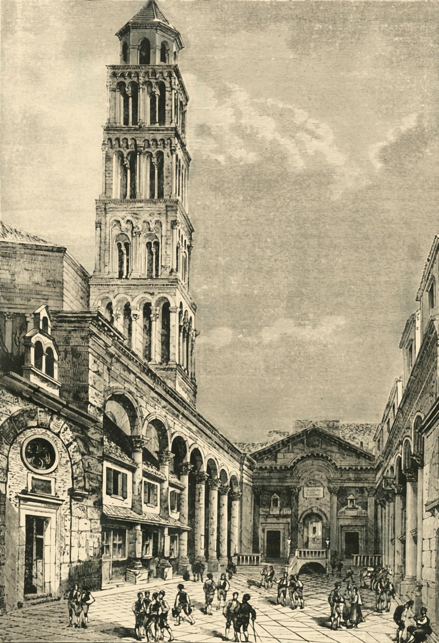 Pohled ve Spalatro, ukazující Campanile a peristyle Diokleciánova paláce, 1890. od Unbekannt