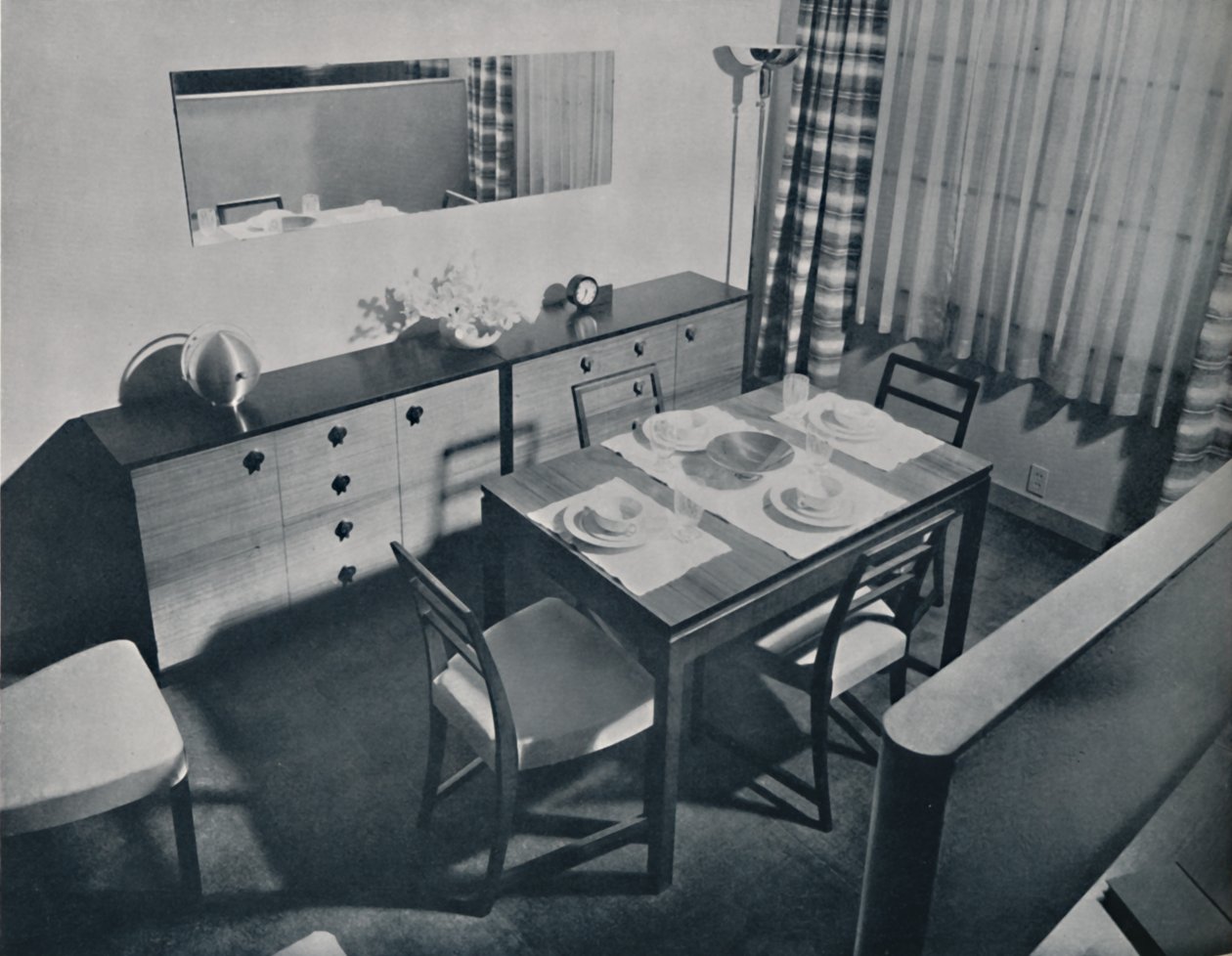 Pohled do obývacího pokoje s jídelnou navržený Gilbertem Rohdem, 1936 od Unbekannt