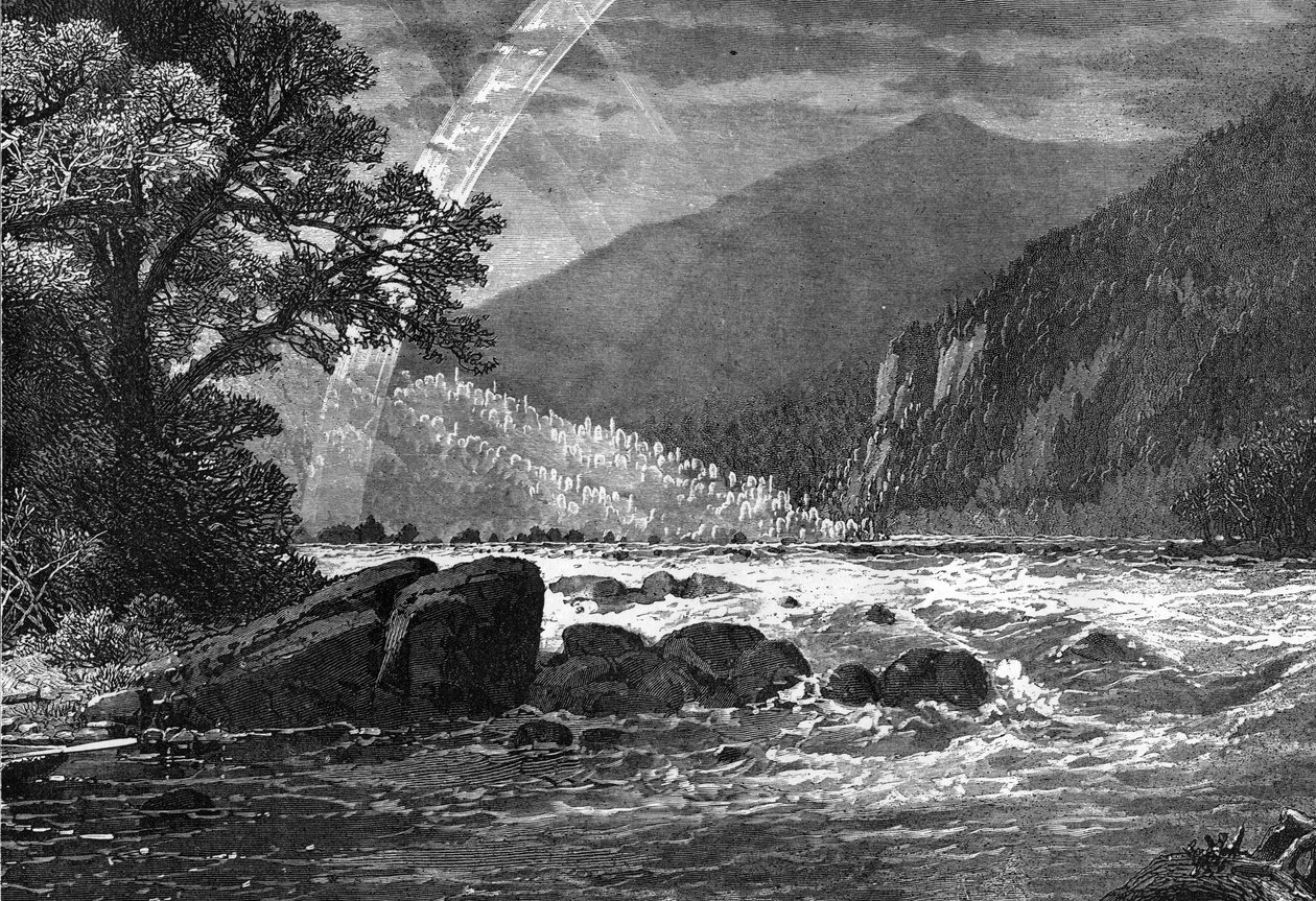 Pohled na Balcony Falls, James River, Virginie, USA, 1877 od Unbekannt