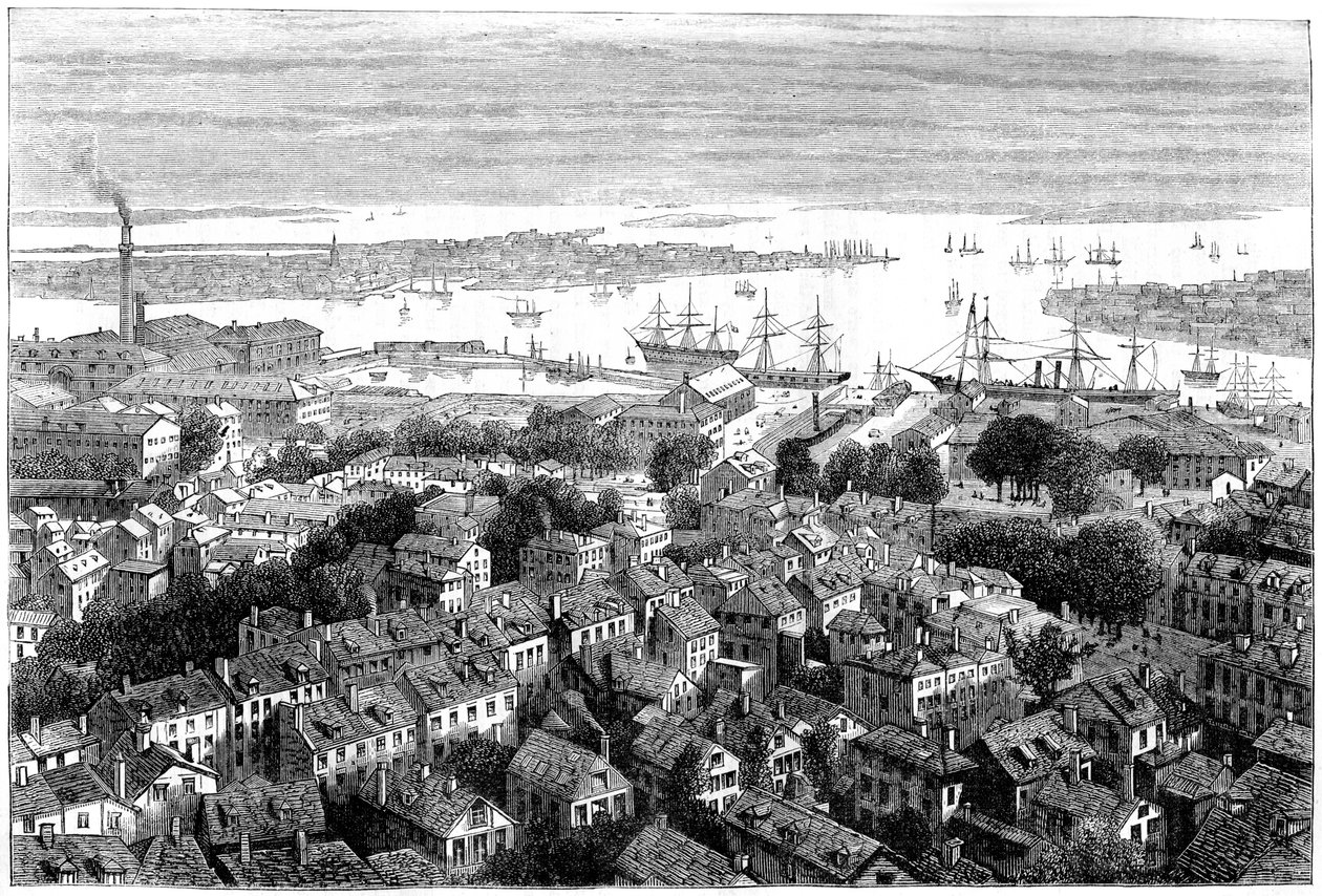 Pohled na Boston z Bunkers Hill, Massachusetts, c1770 c1880 od Unbekannt