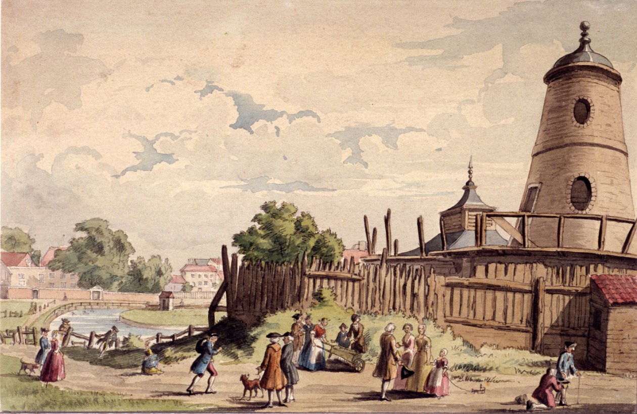 Pohled na New River Head, Finsbury, Londýn, c1750 od Unbekannt