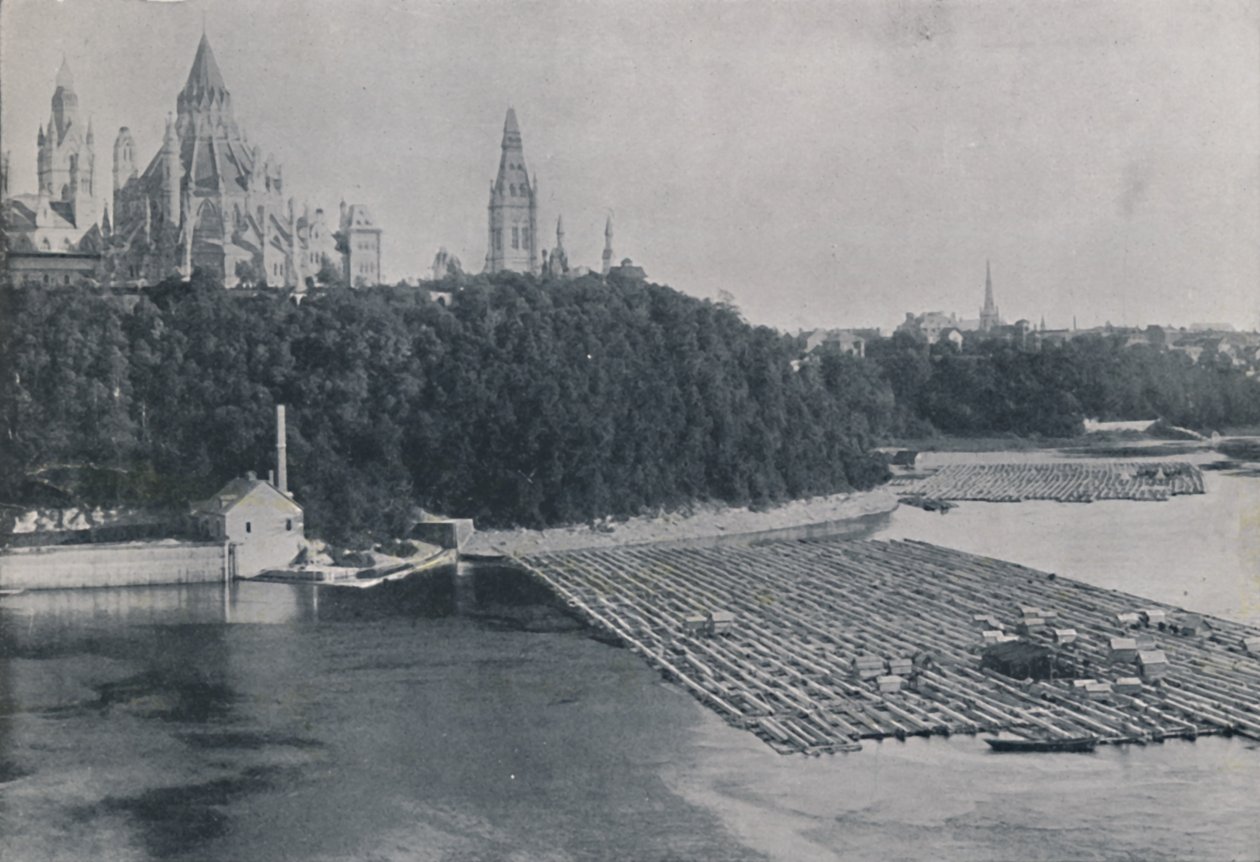Pohled na Ottawu, s Log-Rafts, 1924 od Unbekannt
