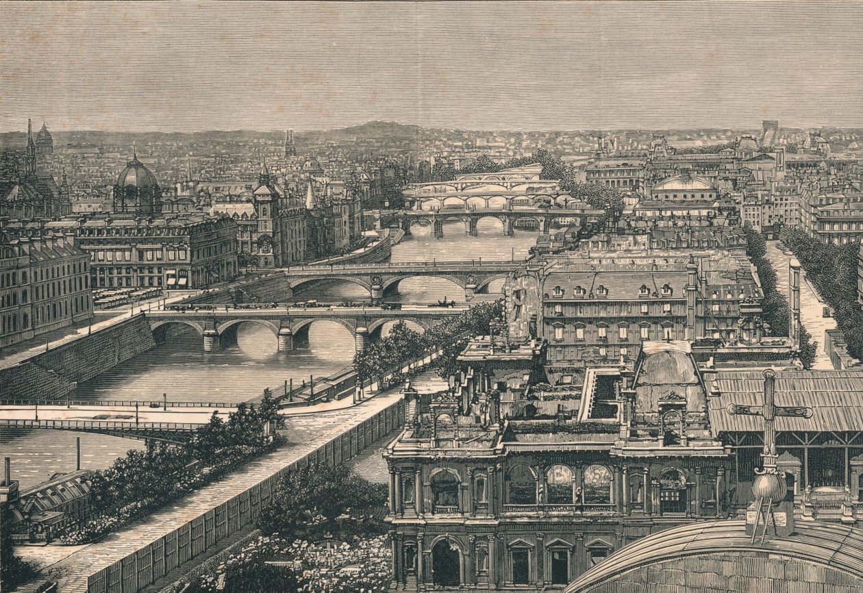 Pohled na Paříž, ukazující sedm mostů, 1882 od Unbekannt