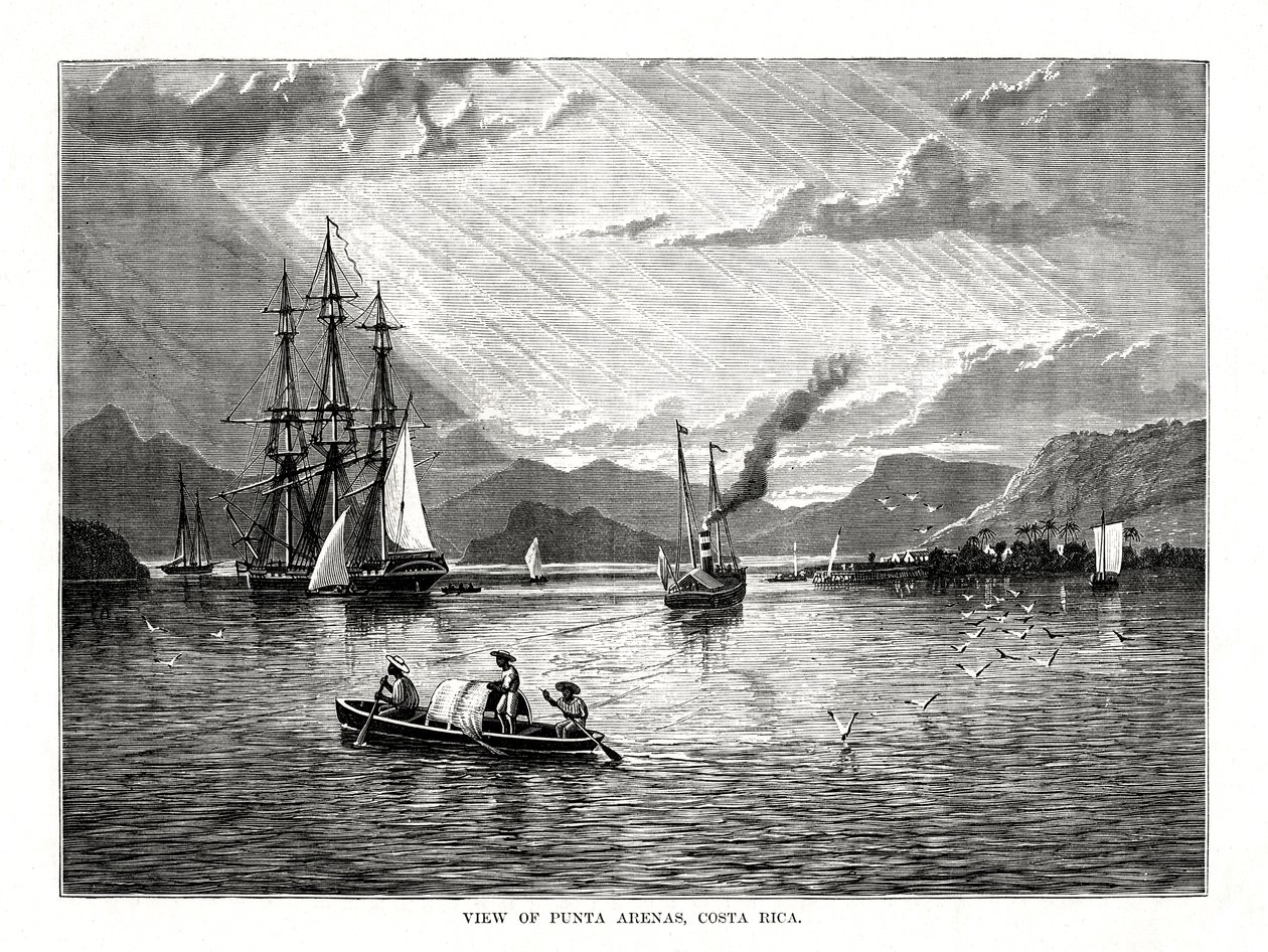 Pohled na Punta Arenas, Kostarika, 1877 od Unbekannt