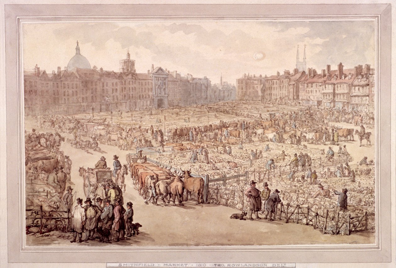 Pohled na Smithfield Market, Londýn, 1810 od Unbekannt