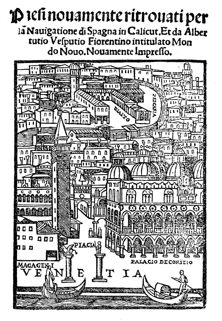 Pohled na Benátky, dřevoryt, 1521 od Unbekannt